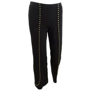 INC Women's Petite Studded Crepe Wide-Leg Pants (PS, Deep Black)